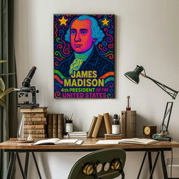 James Madison Neon Pop Art Historical Poster PosterGoat