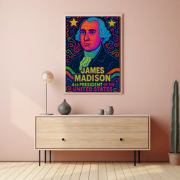 James Madison Neon Pop Art Historical Poster PosterGoat