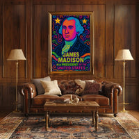 James Madison Neon Pop Art Historical Poster PosterGoat