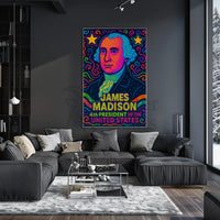 James Madison Neon Pop Art Historical Poster PosterGoat