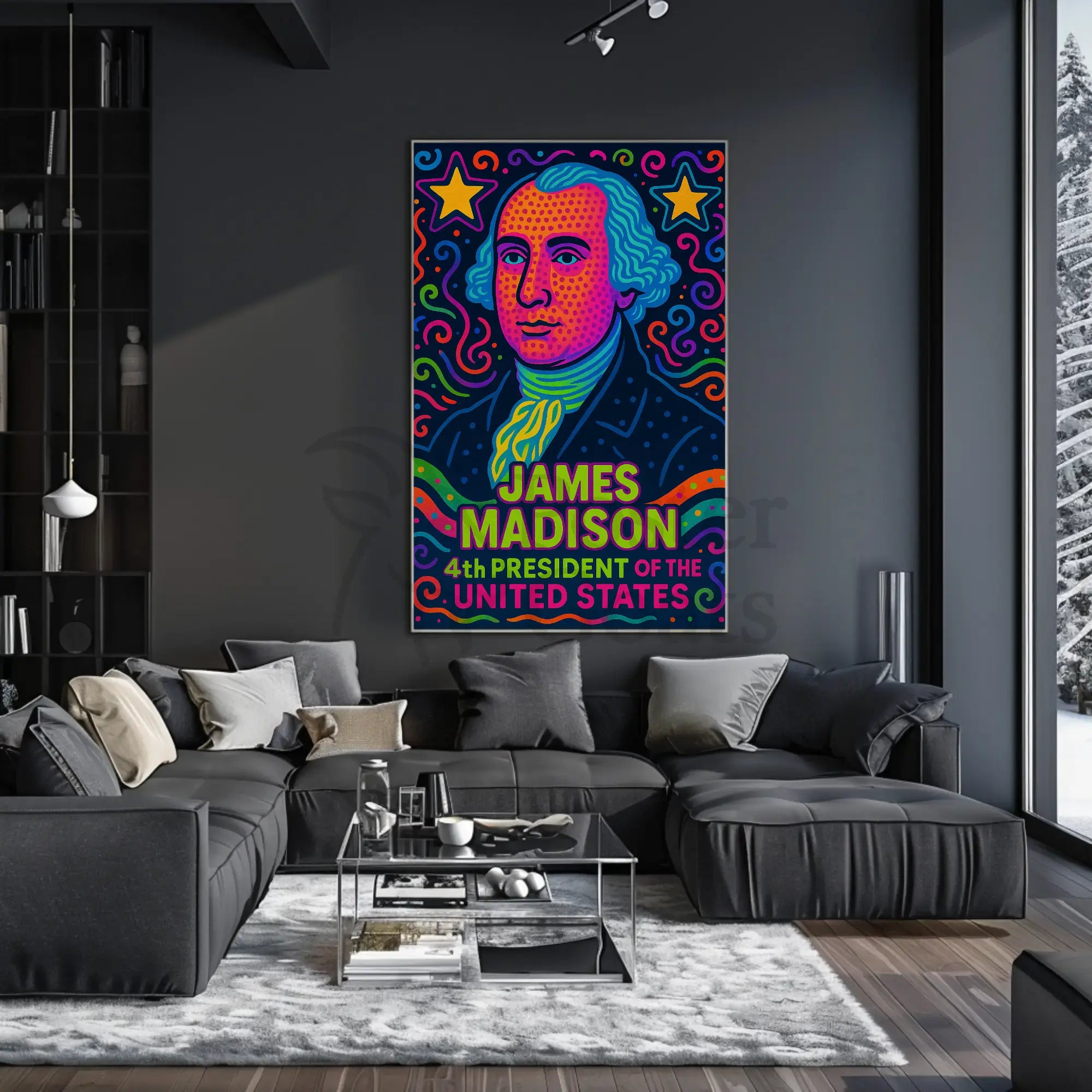 James Madison Neon Pop Art Historical Poster PosterGoat