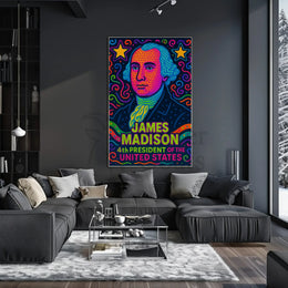 James Madison Neon Pop Art Historical Poster PosterGoat