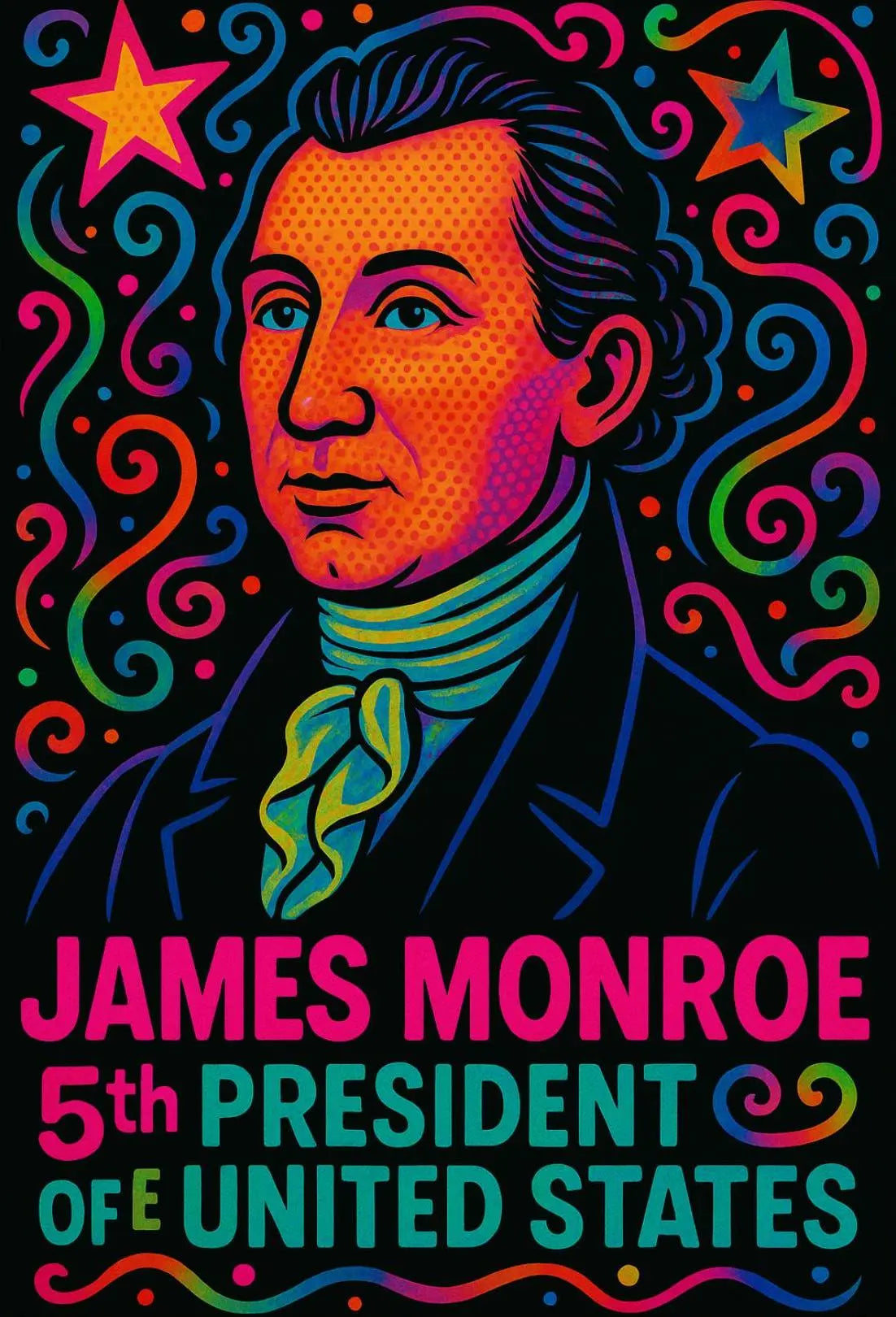 James Monroe Retro Pop Art Historical or Presidential Poster PosterGoat