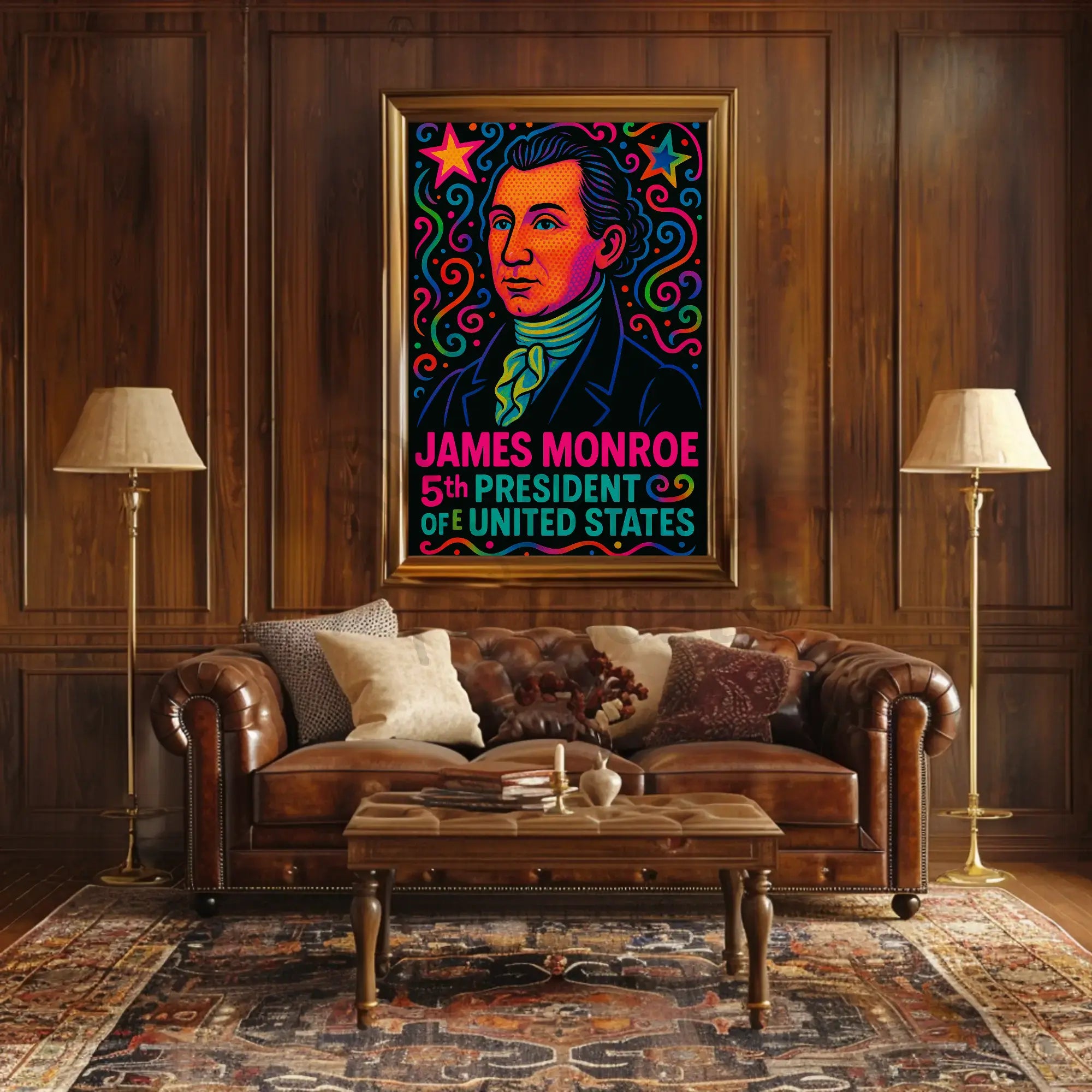 James Monroe Retro Pop Art Historical or Presidential Poster PosterGoat