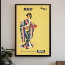 Japan Air Travel 1950s Modernist Graphic Travel Poster PosterGoat