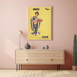 Japan Air Travel 1950s Modernist Graphic Travel Poster PosterGoat