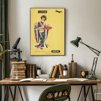 Japan Air Travel 1950s Modernist Graphic Travel Poster PosterGoat