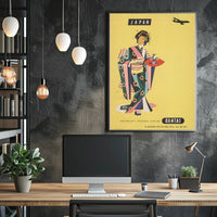 Japan Air Travel 1950s Modernist Graphic Travel Poster PosterGoat