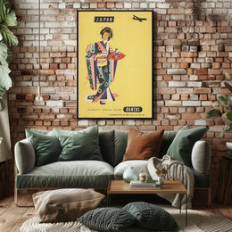 Japan Air Travel 1950s Modernist Graphic Travel Poster PosterGoat
