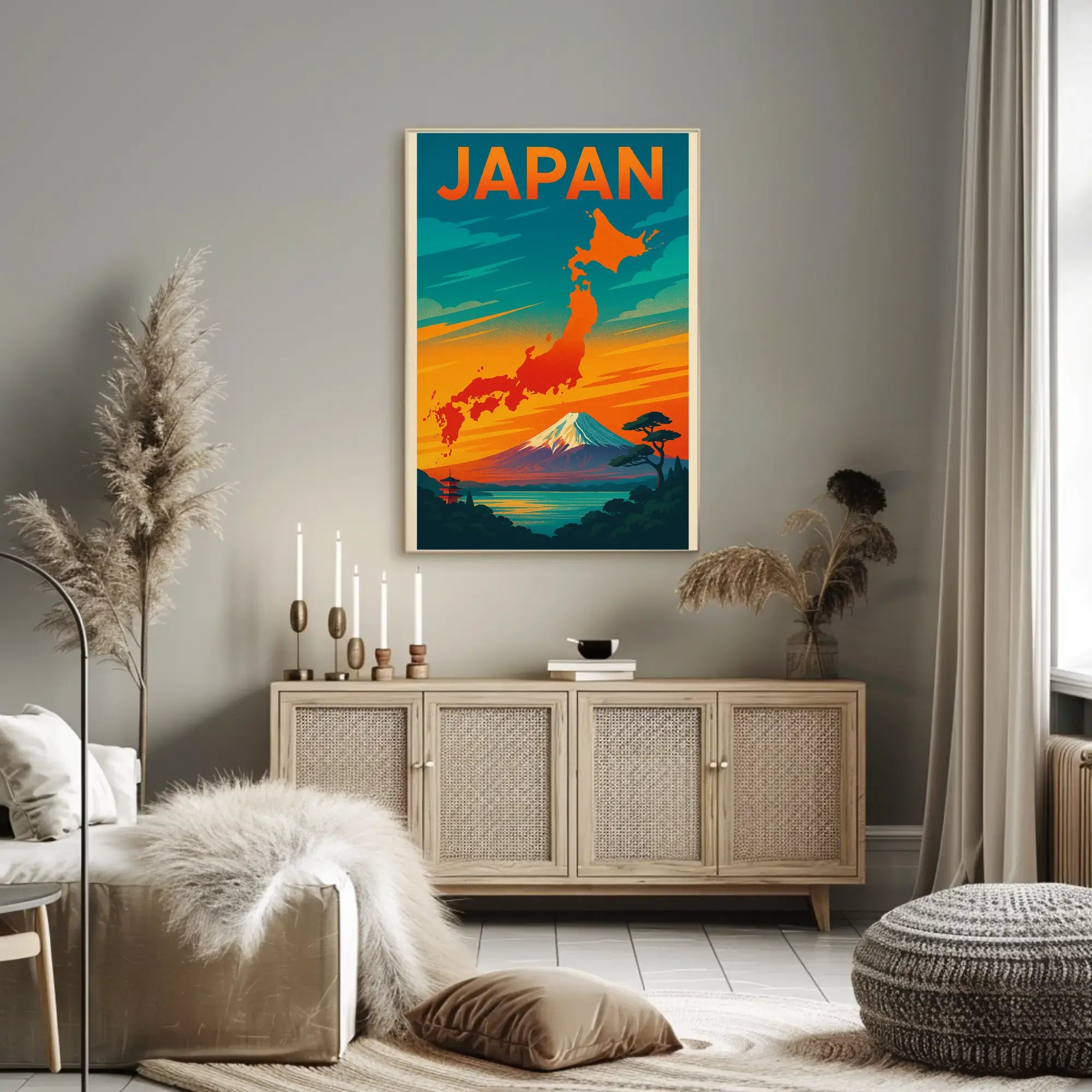 Japan Travel Art: Vibrant Cultural Landmarks Travel Poster PosterGoat