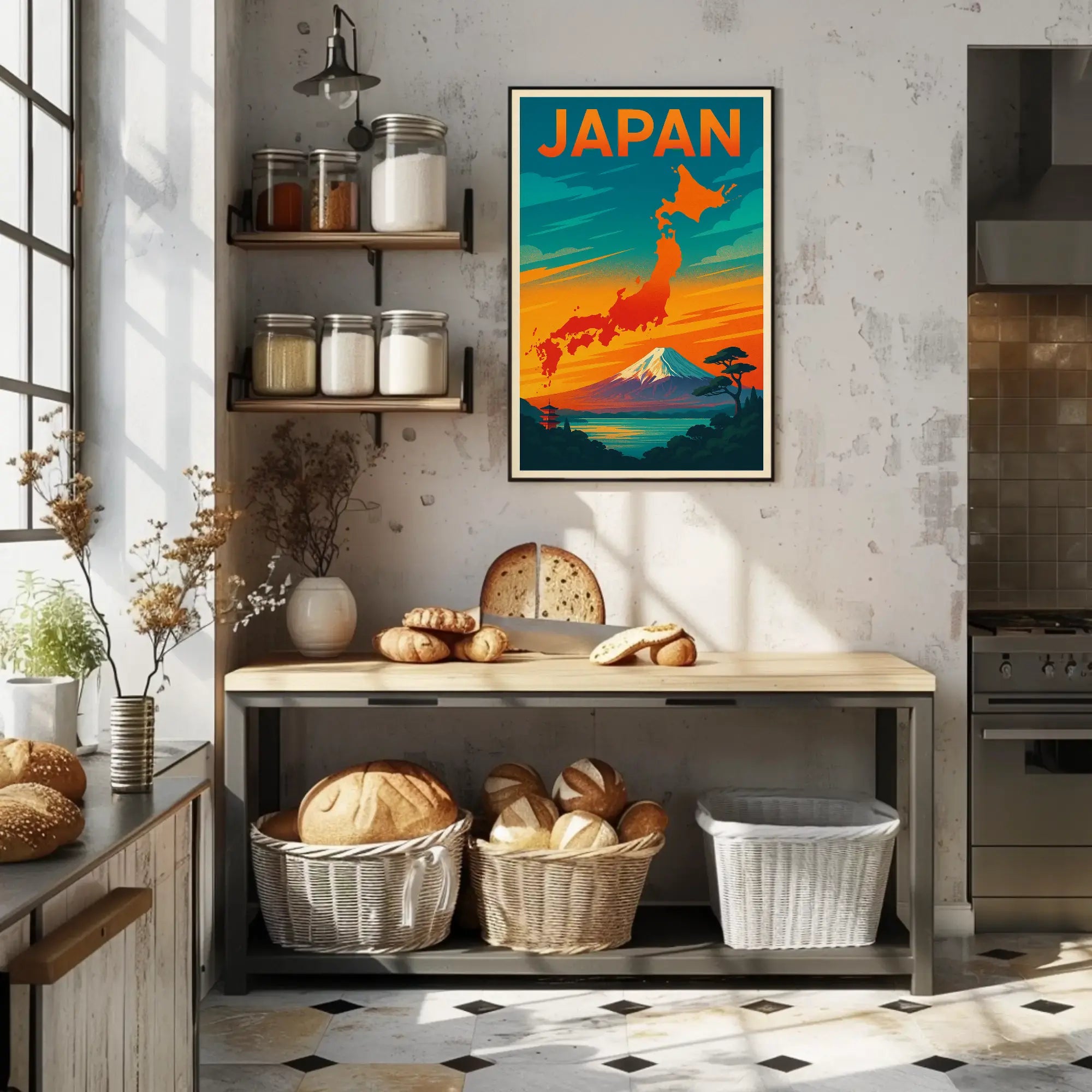 Japan Travel Art: Vibrant Cultural Landmarks Travel Poster PosterGoat
