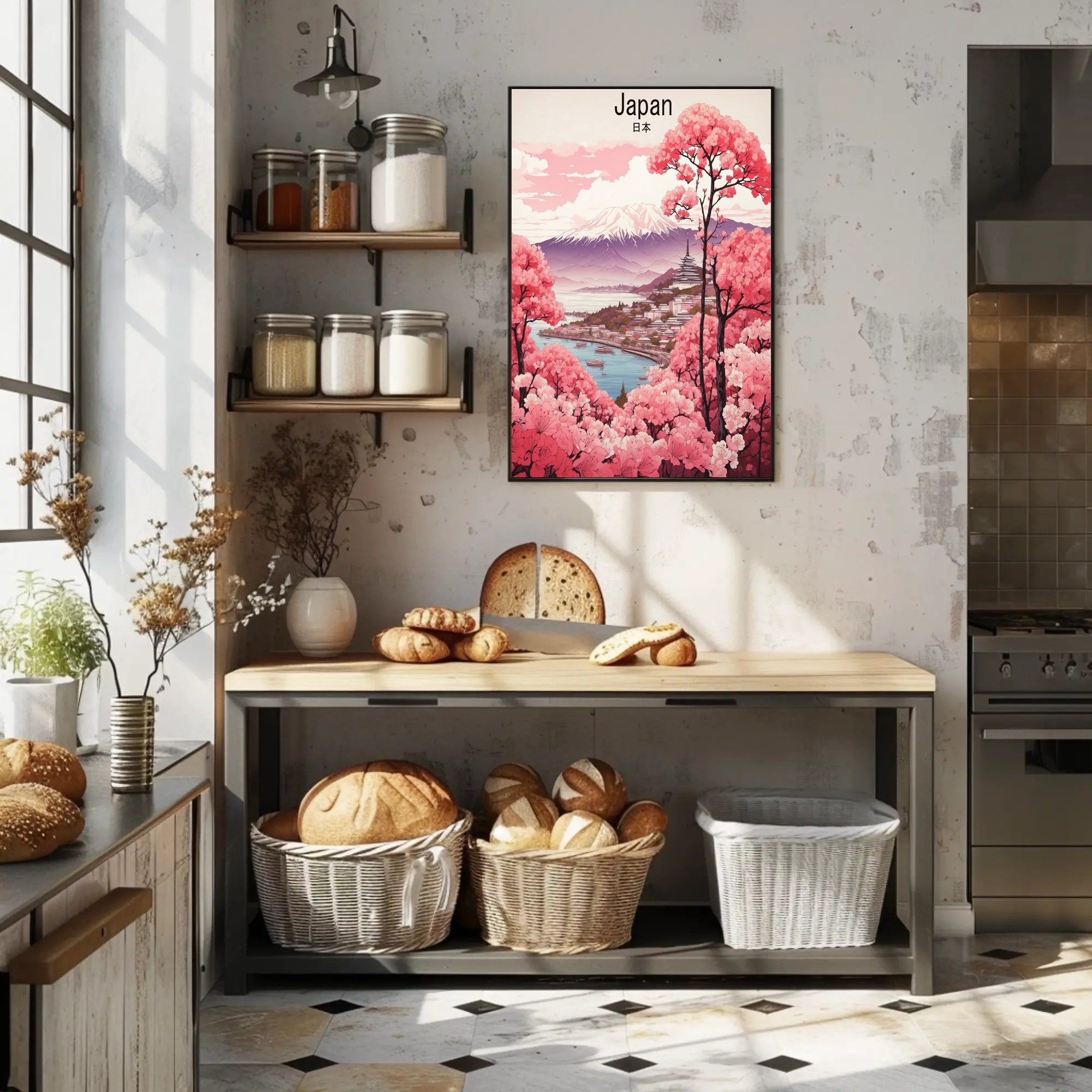 Japan in Spring: Serene Landscape Travel Poster PosterGoat