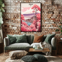 Japan in Spring: Serene Landscape Travel Poster PosterGoat
