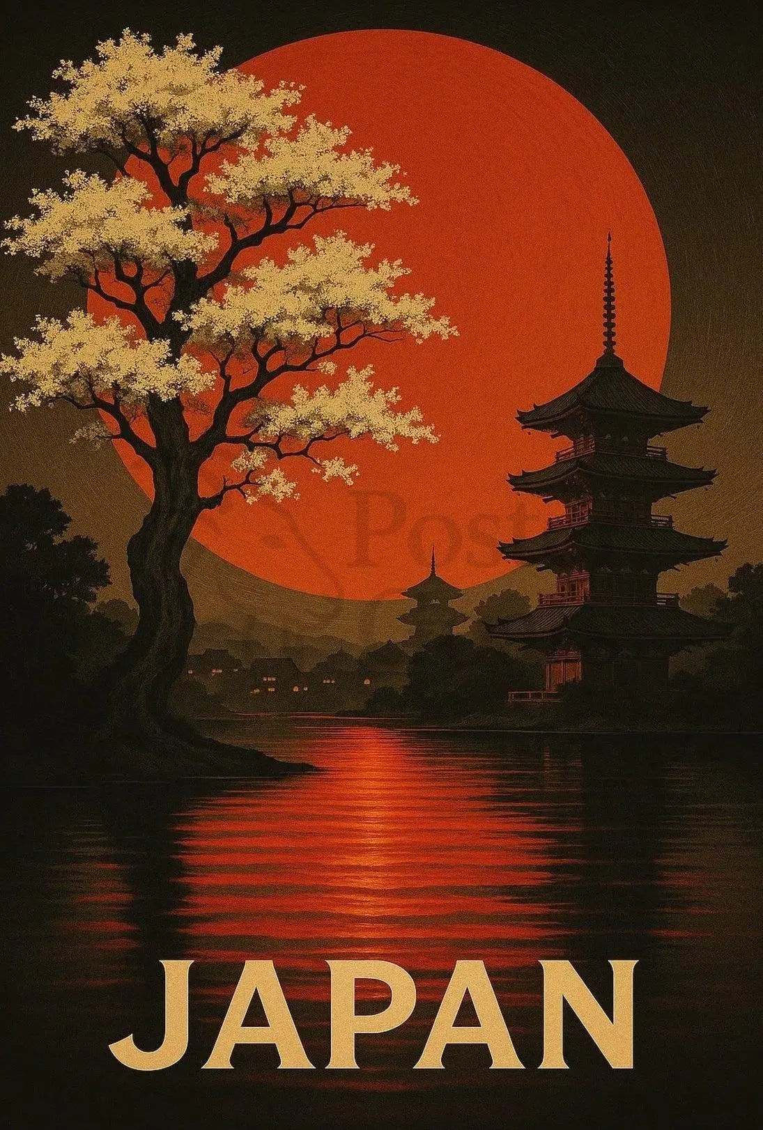 Japan's Tranquil Beauty Vintage Travel Poster PosterGoat