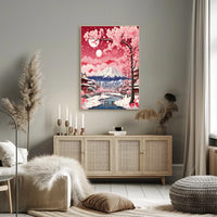 Japanese Cherry Blossom Landscape with Mount Fuji - Heritage Poster PosterGoat