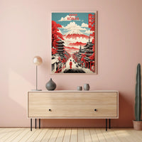 Japanese Cherry Blossom Street Vintage Cultural Heritage Poster PosterGoat