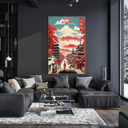 Japanese Cherry Blossom Street Vintage Cultural Heritage Poster PosterGoat