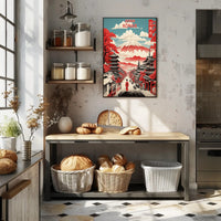 Japanese Cherry Blossom Street Vintage Cultural Heritage Poster PosterGoat