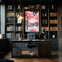 Japanese Cherry Blossoms Under Moonlight Cultural or Heritage Poster PosterGoat