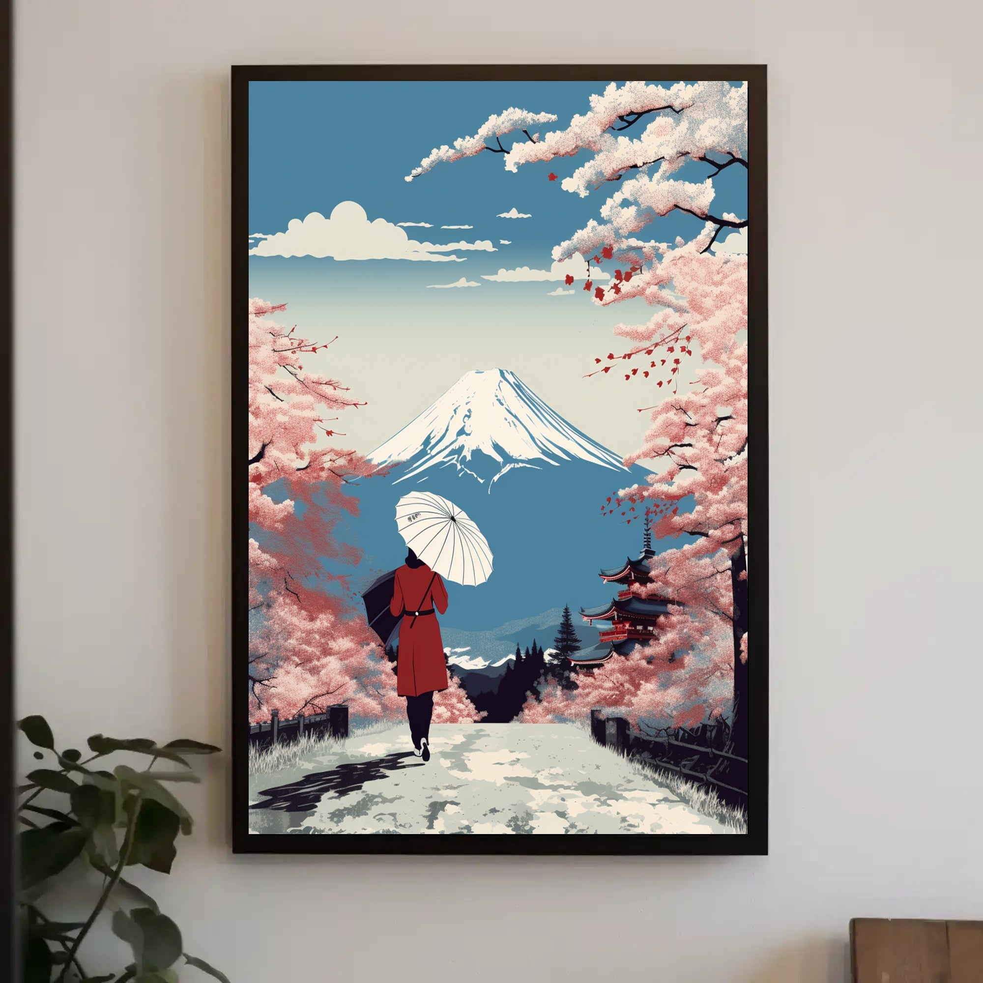 Japanese Cherry Blossoms: Tranquil Cultural Poster PosterGoat