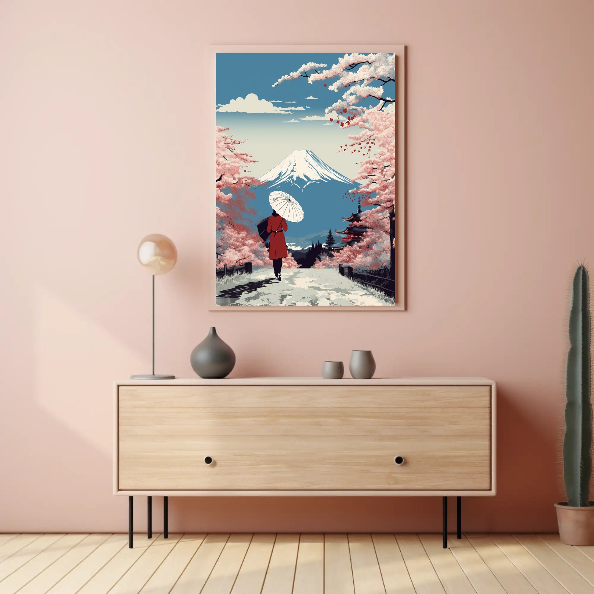 Japanese Cherry Blossoms: Tranquil Cultural Poster PosterGoat