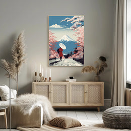 Japanese Cherry Blossoms: Tranquil Cultural Poster PosterGoat
