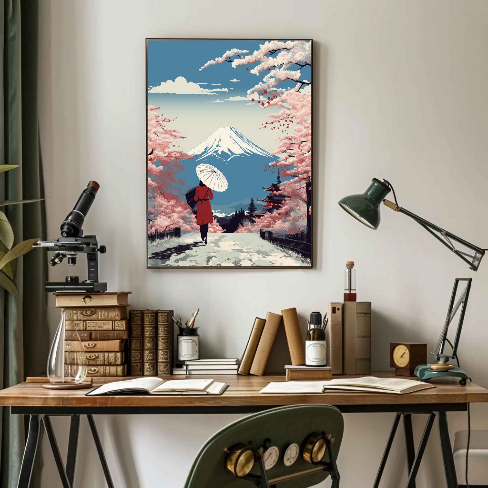 Japanese Cherry Blossoms: Tranquil Cultural Poster PosterGoat