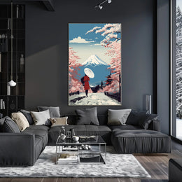 Japanese Cherry Blossoms: Tranquil Cultural Poster PosterGoat