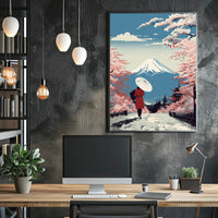 Japanese Cherry Blossoms: Tranquil Cultural Poster PosterGoat