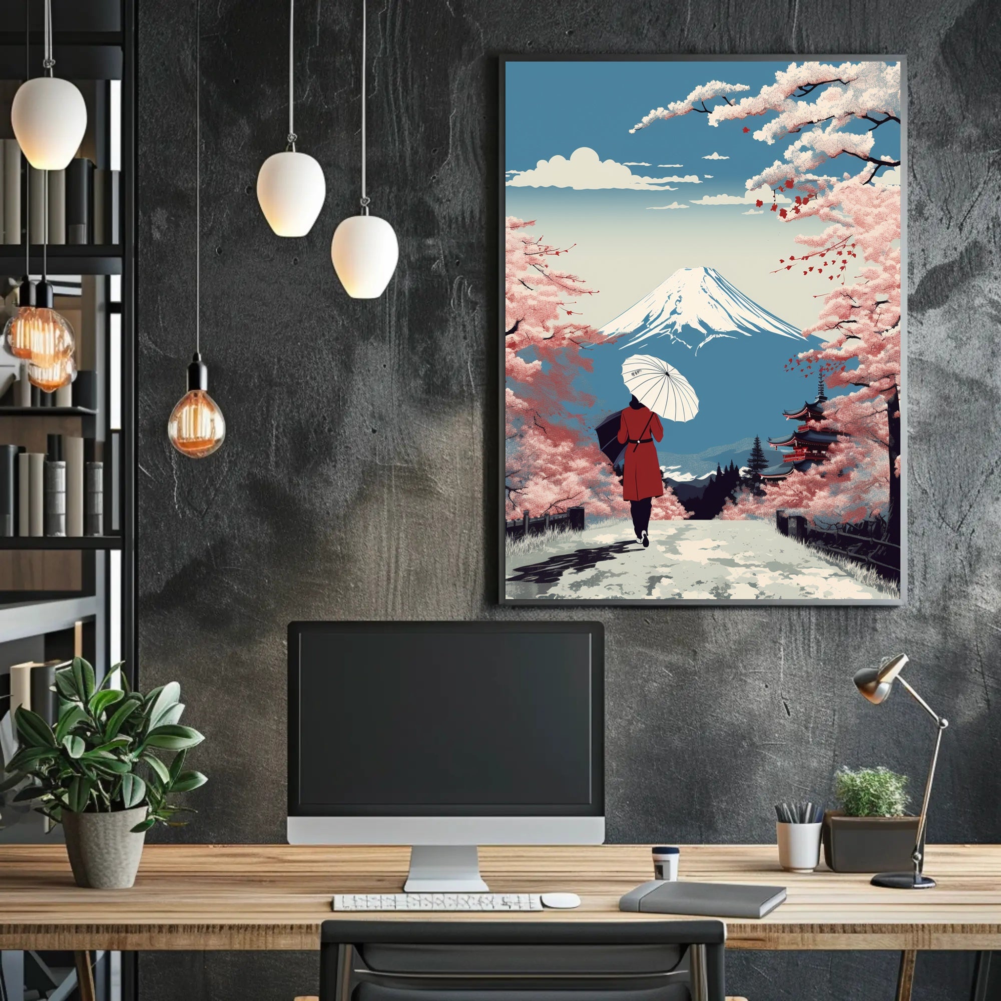 Japanese Cherry Blossoms: Tranquil Cultural Poster PosterGoat
