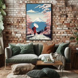 Japanese Cherry Blossoms: Tranquil Cultural Poster PosterGoat