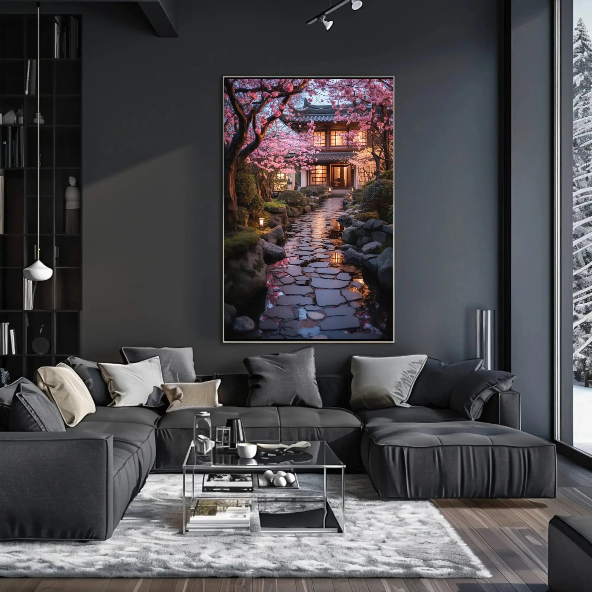 Japanese Garden Serenity in Edo Village Cultural Poster PosterGoat