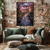 Japanese Garden Serenity in Edo Village Cultural Poster PosterGoat