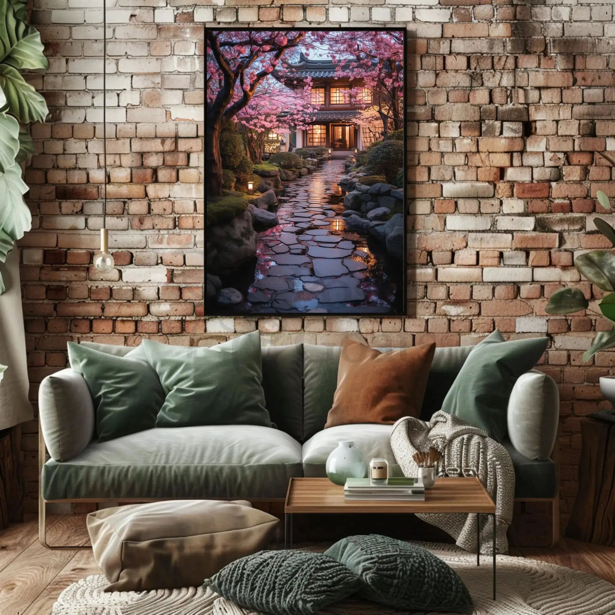 Japanese Garden Serenity in Edo Village Cultural Poster PosterGoat