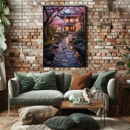 Japanese Garden Serenity in Edo Village Cultural Poster PosterGoat