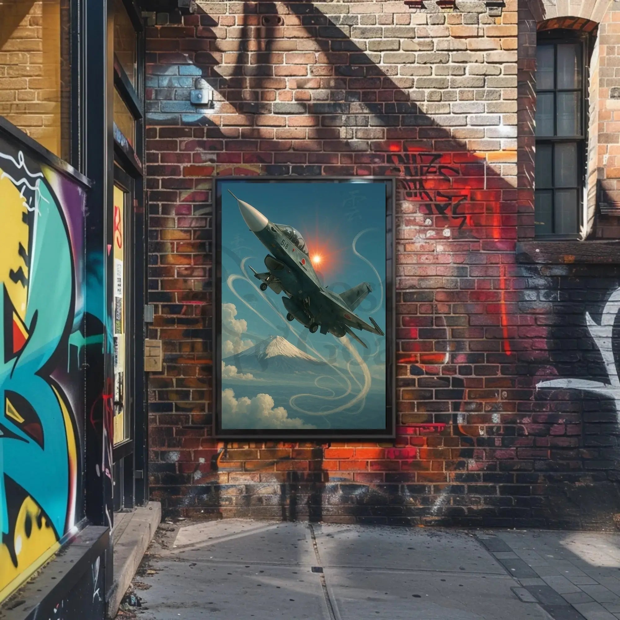 Japanese Jet Fighter Over Mount Fuji Poster PosterGoat