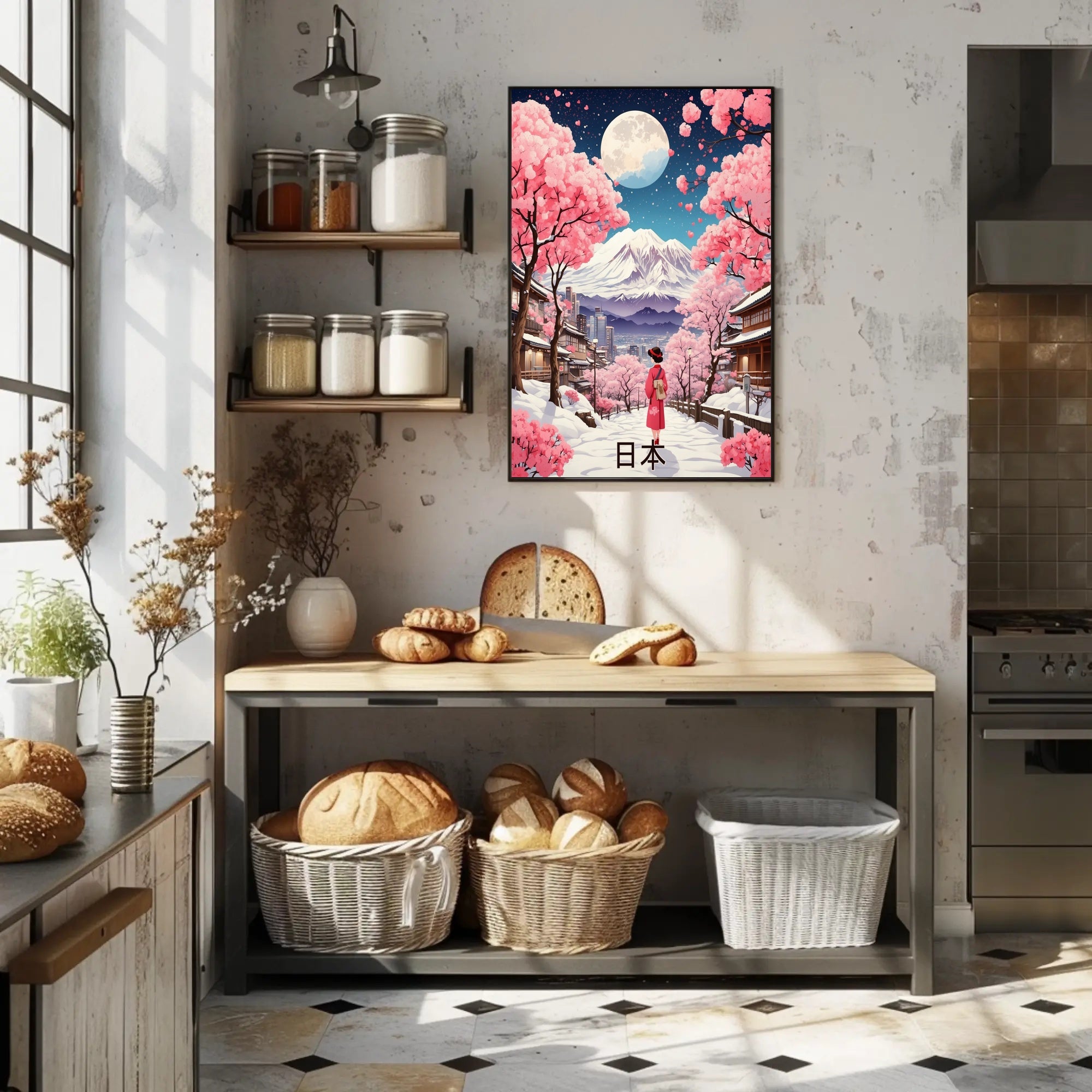 Japanese Kimono Stroll: Cultural or Heritage Poster PosterGoat