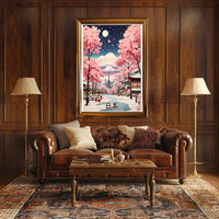Japanese Landscape with Full Moon: Fantasy or Mythology Poster PosterGoat