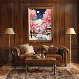 Japanese Landscape with Full Moon: Fantasy or Mythology Poster PosterGoat