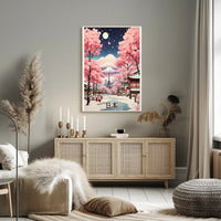 Japanese Landscape with Full Moon: Fantasy or Mythology Poster PosterGoat