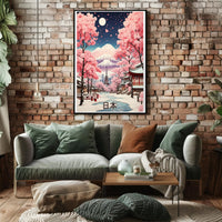Japanese Landscape with Full Moon: Fantasy or Mythology Poster PosterGoat