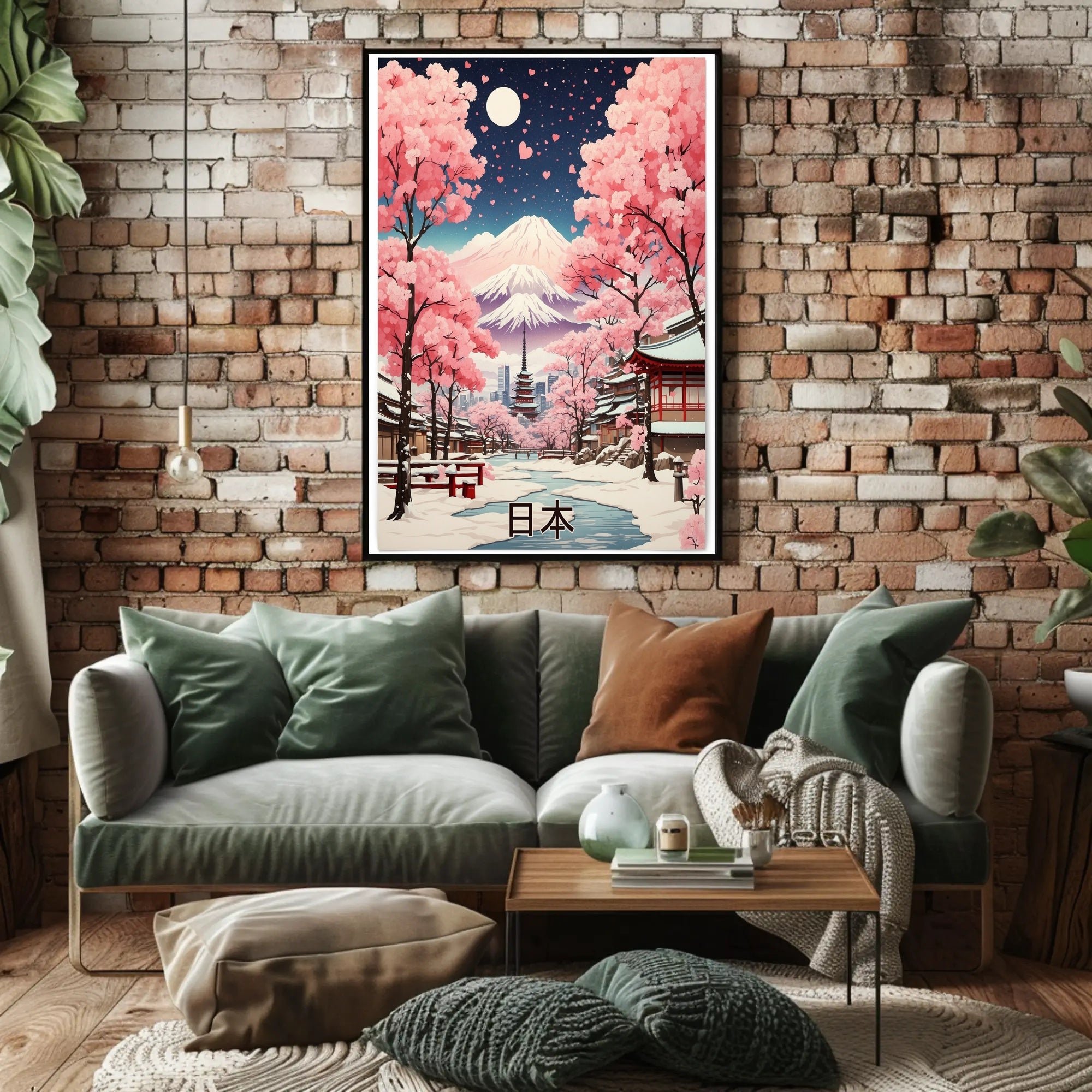 Japanese Landscape with Full Moon: Fantasy or Mythology Poster PosterGoat