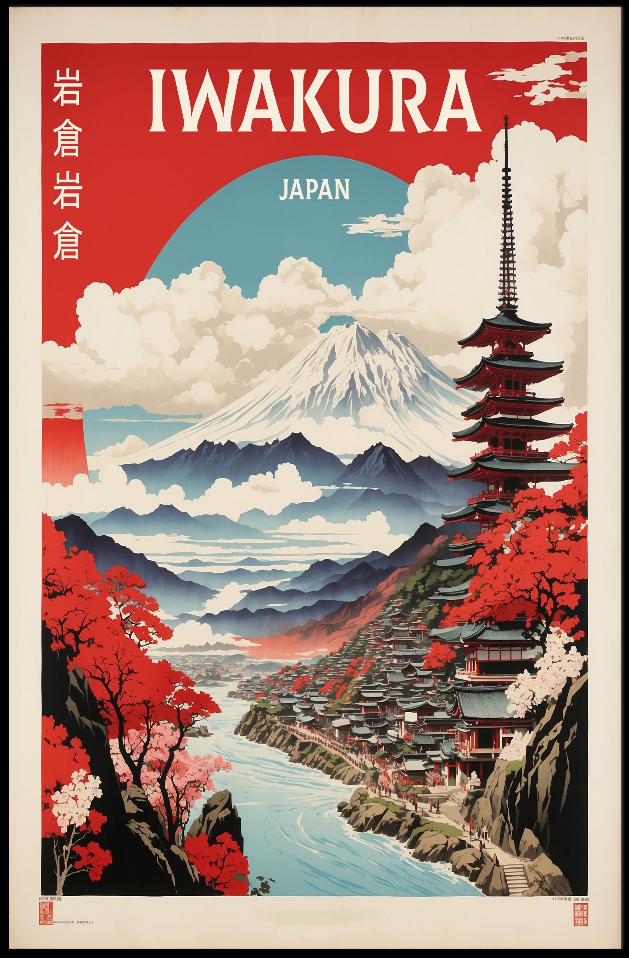 Japanese Landscape with Mount Fuji: Travel Poster PosterGoat