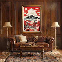 Japanese Mt. Fuji and Cherry Blossoms Cultural Poster PosterGoat