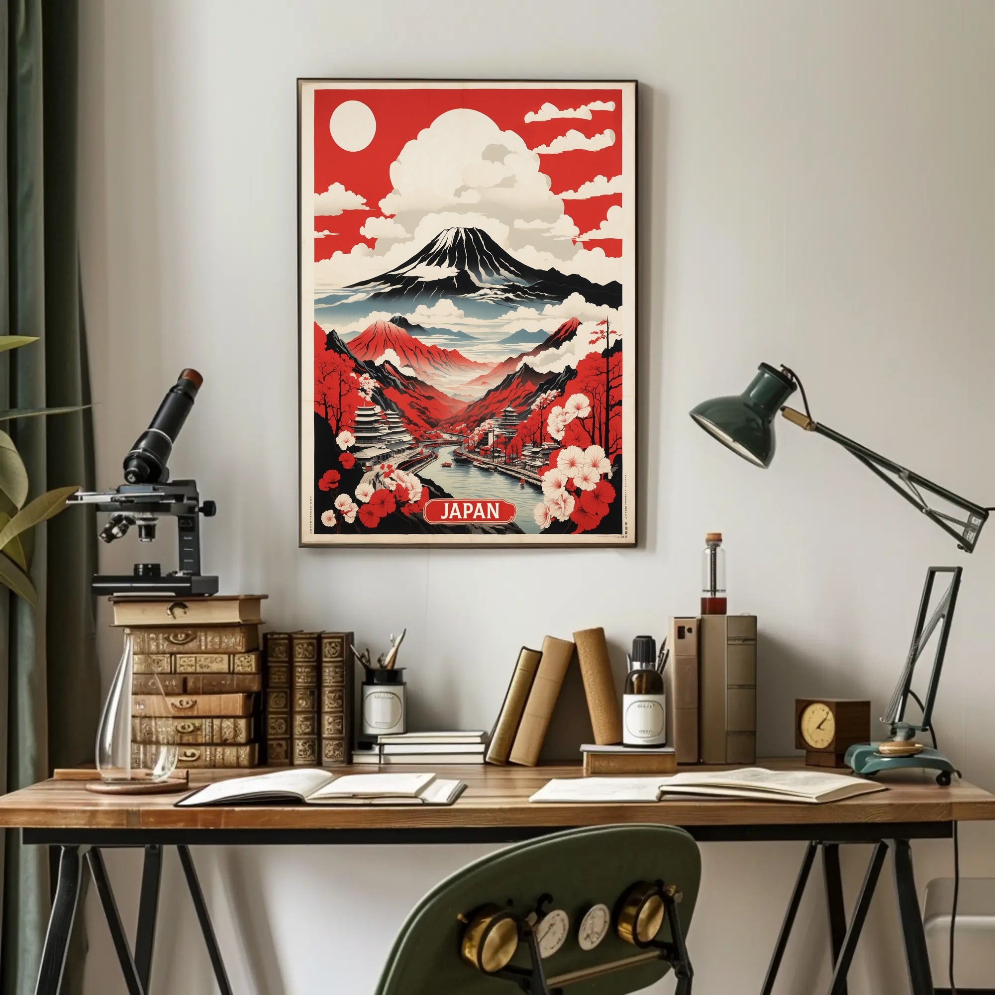 Japanese Mt. Fuji and Cherry Blossoms Cultural Poster PosterGoat