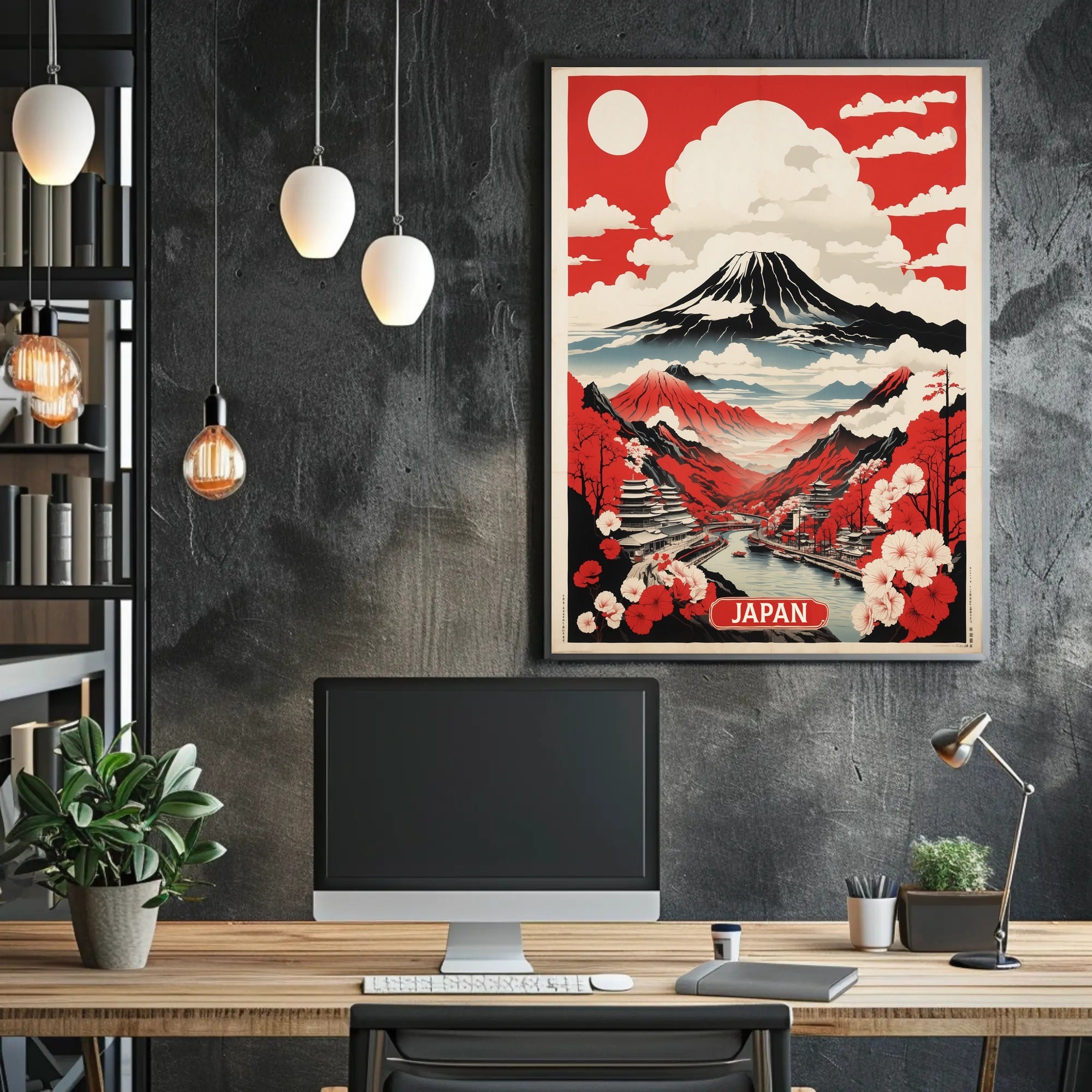 Japanese Mt. Fuji and Cherry Blossoms Cultural Poster PosterGoat