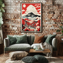 Japanese Mt. Fuji and Cherry Blossoms Cultural Poster PosterGoat