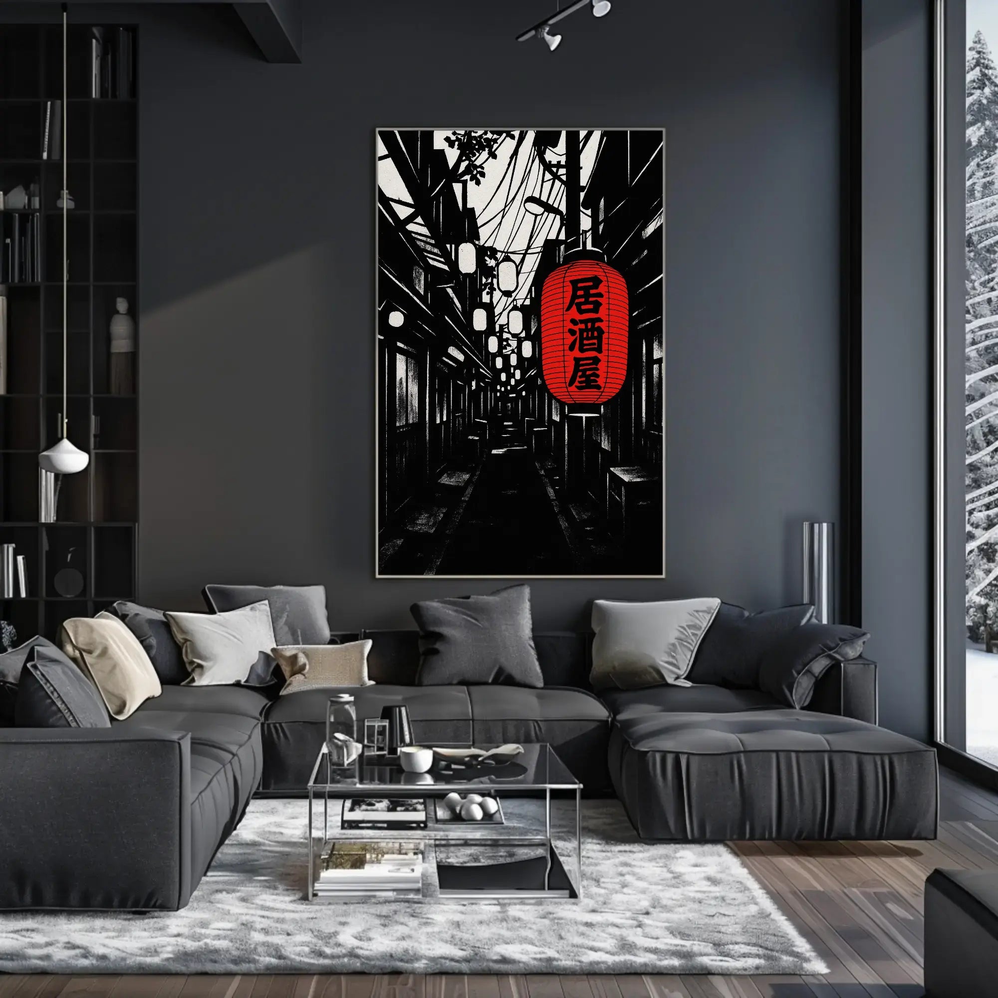 Japanese Nightlife Lanterns Graphic Cultural or Heritage Poster PosterGoat