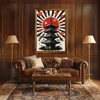 Japanese Pagoda Sunrise Art Print - Cultural Heritage Poster PosterGoat