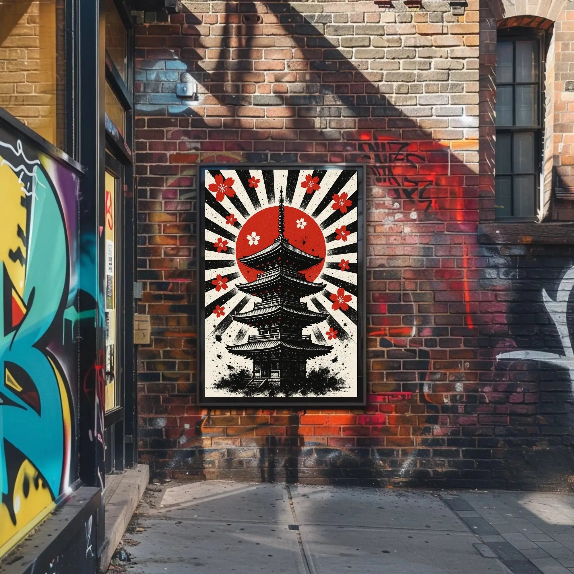 Japanese Pagoda Sunrise Art Print - Cultural Heritage Poster PosterGoat